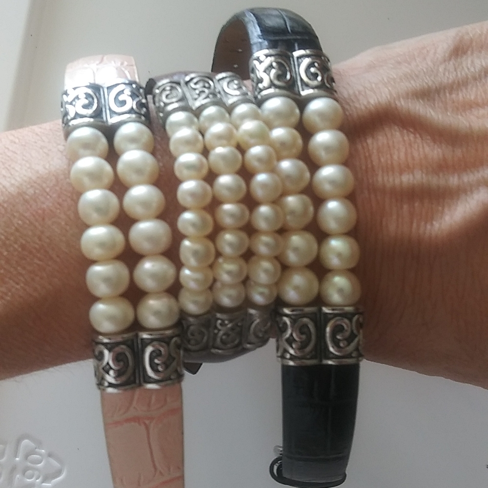 Honora freshwater pearls leather buckle bracelet